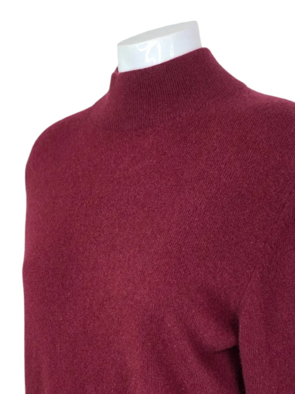 Prive Long Sleeve Mock Neck 100% Cashmere Long Sleeve Shirt, Red, Size Womens S - Picture 4 of 6